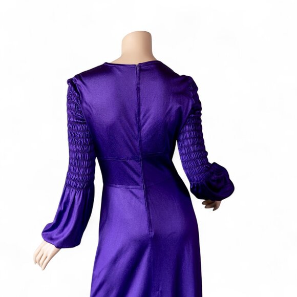 VINTAGE 70s FRANCES FORD PURPLE Maxi Dress * Made in England * Medium - Picture 14 of 17